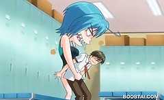 Hentai girl in swim suit teasing dick in locker room